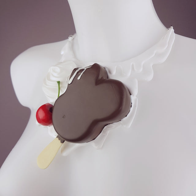 "Goteo" Chocolate Ice Cream & Cherry Neckpiece