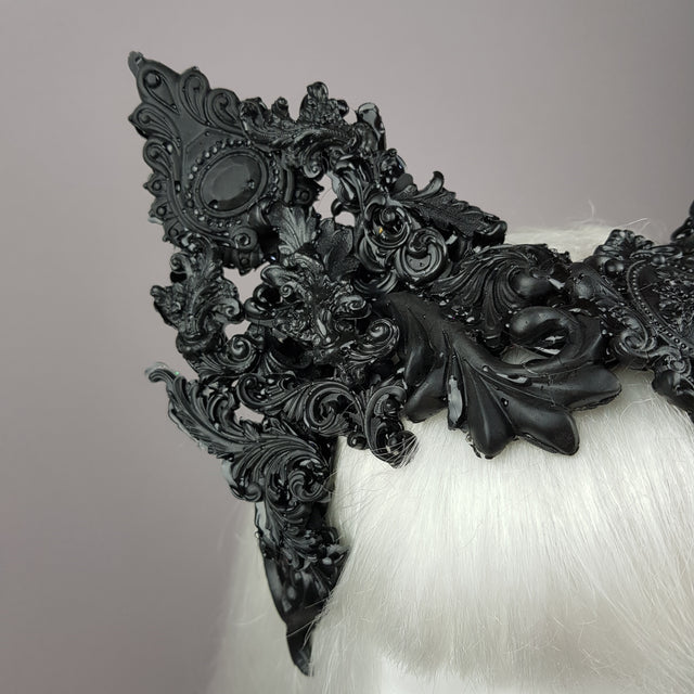 "Keimu" Black Filigree Cat Ear Headpiece