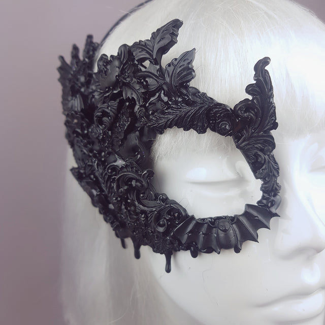 "Fallen" Black Filigree Baroque Gothic Mask