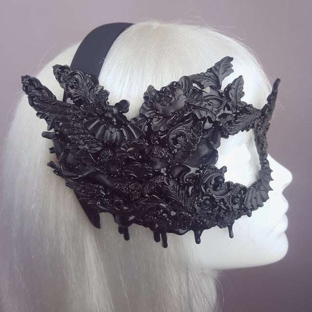 "Fallen" Black Filigree Baroque Gothic Mask