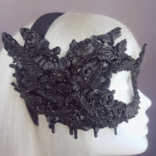 "Fallen" Black Filigree Baroque Gothic Mask