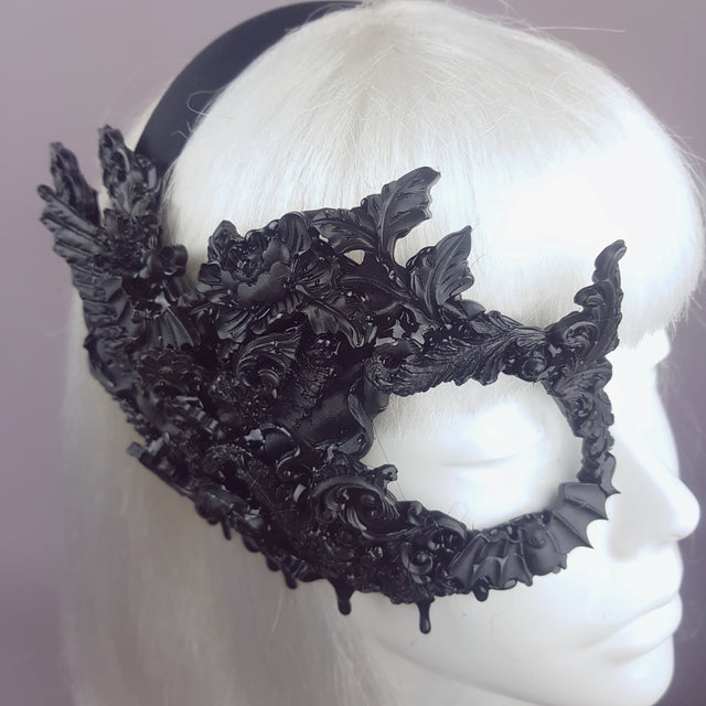 "Fallen" Black Filigree Baroque Gothic Mask