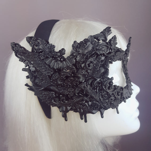 "Fallen" Black Filigree Baroque Gothic Mask