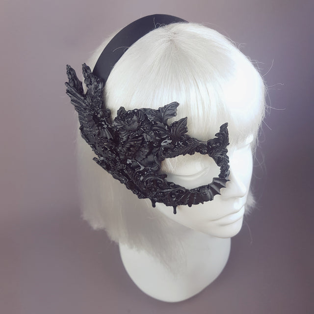 "Fallen" Black Filigree Baroque Gothic Mask