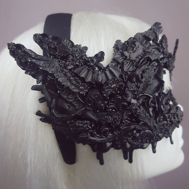 "Fallen" Black Filigree Baroque Gothic Mask