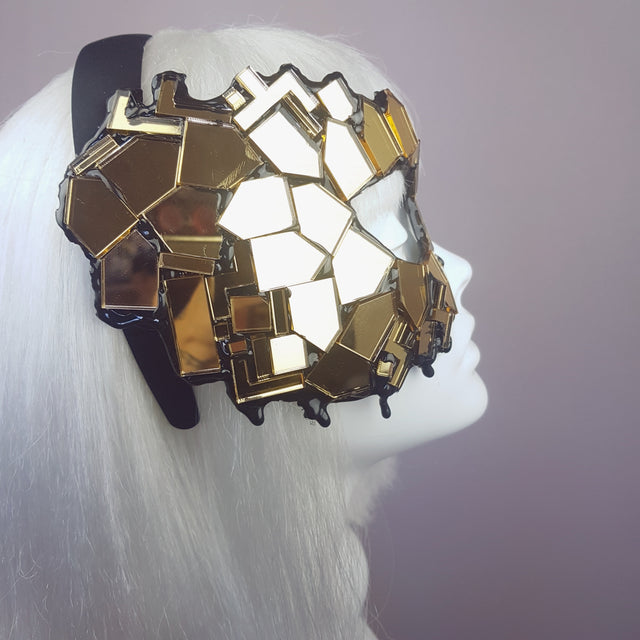 "Studio 54" Black & Gold Mirror Mask