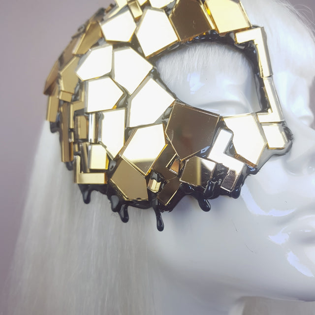 "Studio 54" Black & Gold Mirror Mask