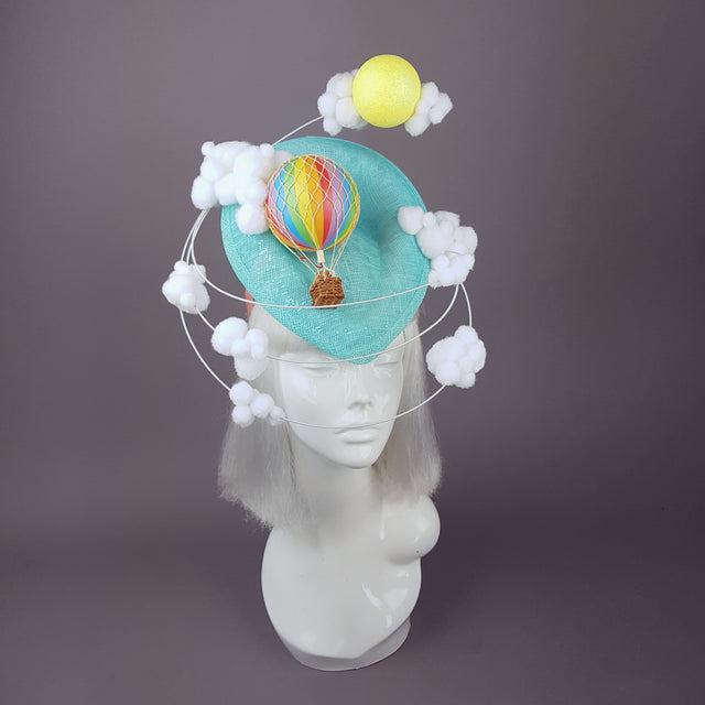"Day Dreamer" Hot Air Balloon, Sun, Clouds Fascinator Hat