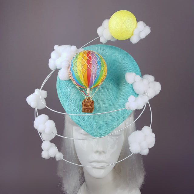 "Day Dreamer" Hot Air Balloon, Sun, Clouds Fascinator Hat