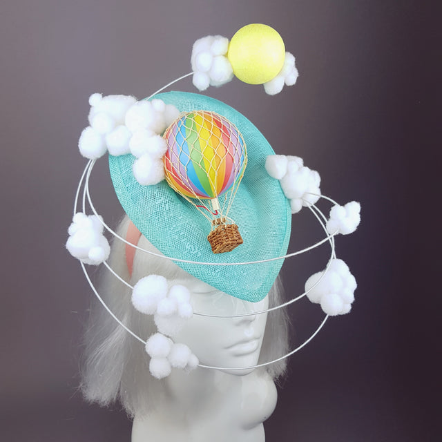 "Day Dreamer" Hot Air Balloon, Sun, Clouds Fascinator Hat