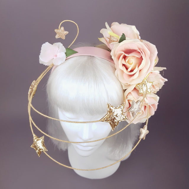 "Violar" Pink Rose & Gold Star Headpiece