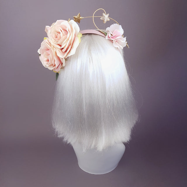 "Violar" Pink Rose & Gold Star Headpiece