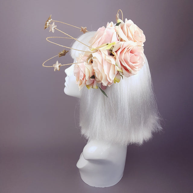 "Violar" Pink Rose & Gold Star Headpiece