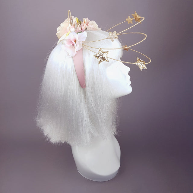 "Violar" Pink Rose & Gold Star Headpiece