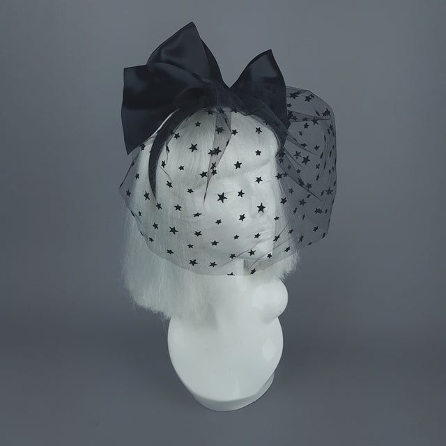 "Seeing Stars" Black Star Veil with Bow Headband