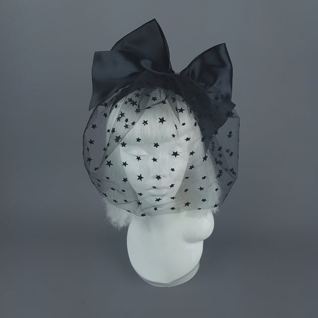 "Seeing Stars" Black Star Veil with Bow Headband