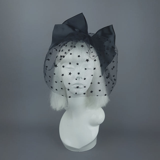 "Seeing Stars" Black Star Veil with Bow Headband