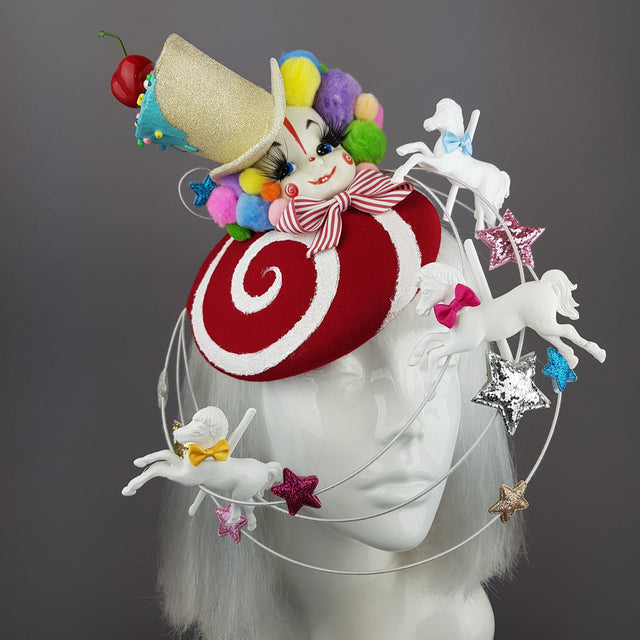 "Funfair" Clown, Carousel, Star Fascinator Hat