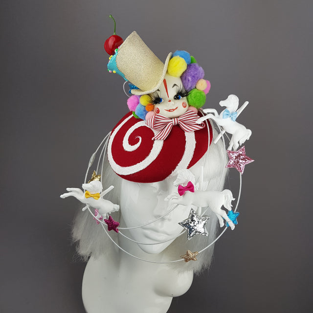 "Funfair" Clown, Carousel, Star Fascinator Hat