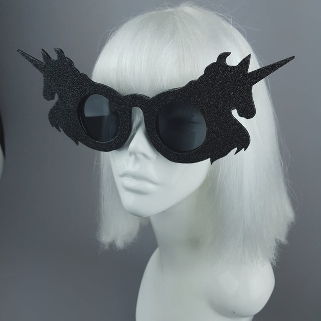 "Black Magic" Glitter Unicorn Sunglasses