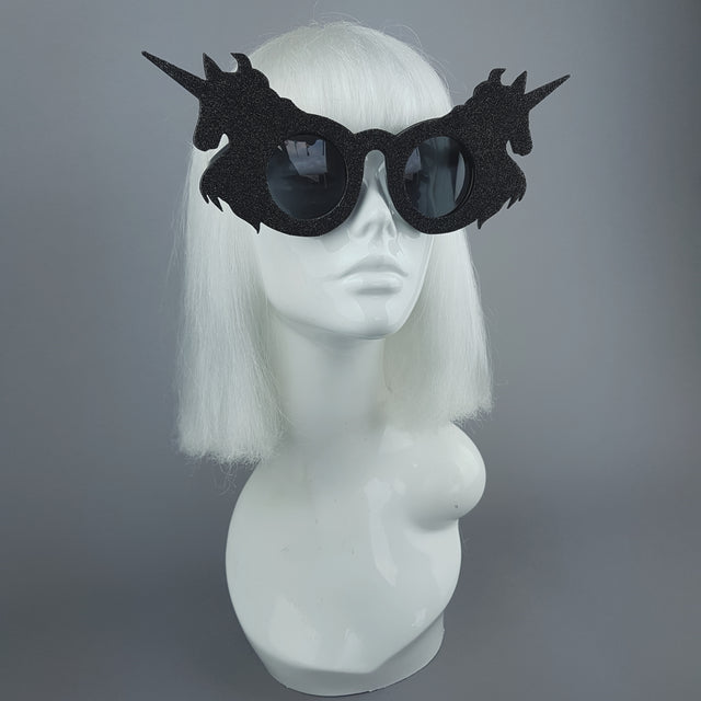 "Black Magic" Glitter Unicorn Sunglasses