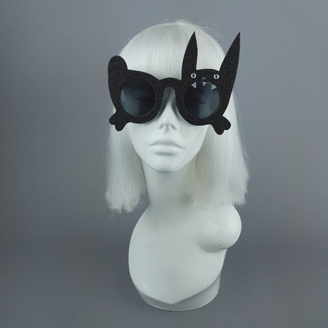 "Vampire Bunny" Black Glitter Rabbit Sunglasses