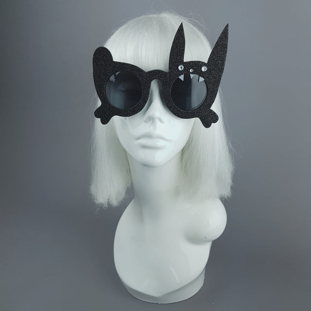 "Vampire Bunny" Black Glitter Rabbit Sunglasses