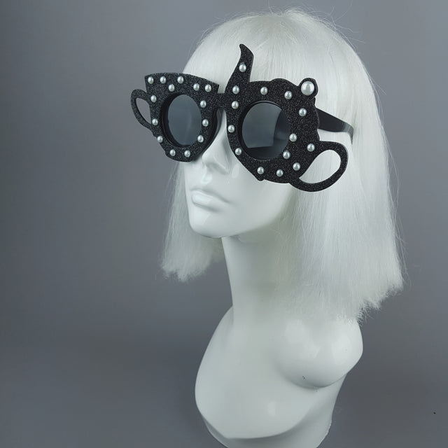 "Midnight Tea Party" Black Teapot & Teacup Sunglasses