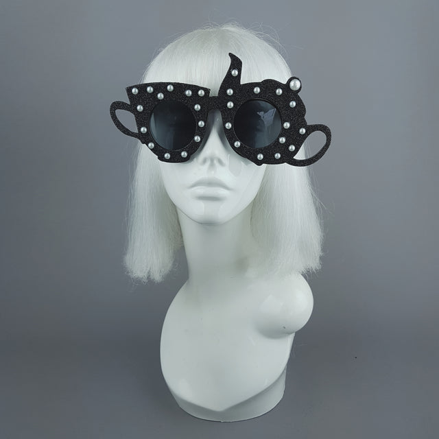 "Midnight Tea Party" Black Teapot & Teacup Sunglasses