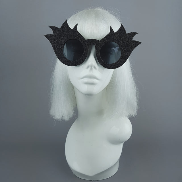 "Black Tulip" Glitter Flower Sunglasses