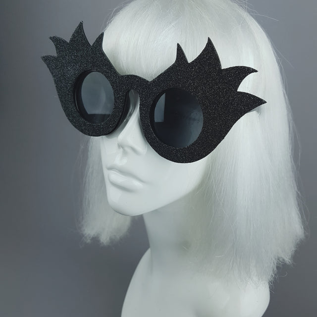 "Black Tulip" Glitter Flower Sunglasses