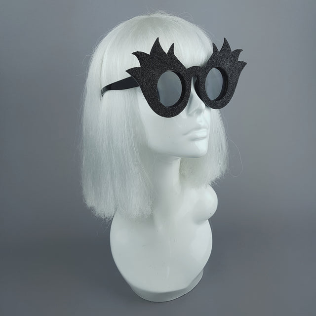 "Black Tulip" Glitter Flower Sunglasses