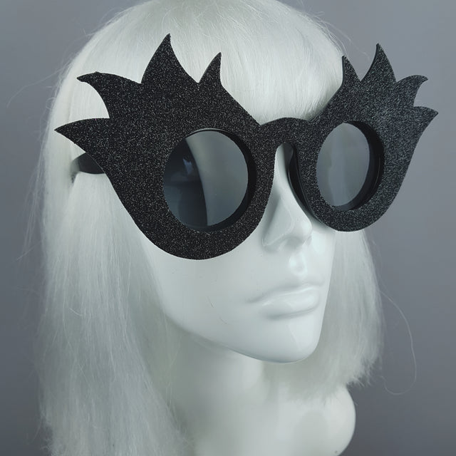 "Black Tulip" Glitter Flower Sunglasses