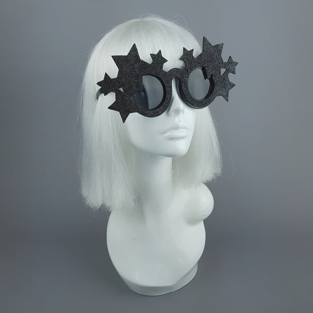 "Dark Star" Black Glitter Stars Sunglasses