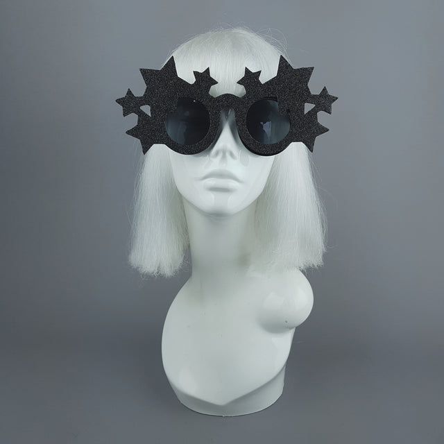 "Dark Star" Black Glitter Stars Sunglasses
