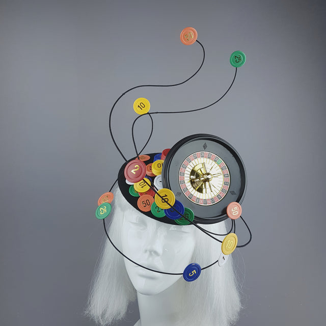 "Lucky Streak" Roulette Casino Chips Fascinator Hat