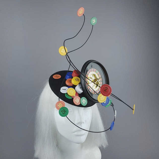 "Lucky Streak" Roulette Casino Chips Fascinator Hat