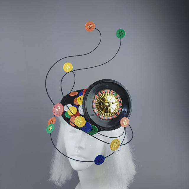 "Lucky Streak" Roulette Casino Chips Fascinator Hat