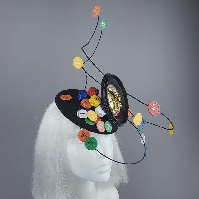 "Lucky Streak" Roulette Casino Chips Fascinator Hat