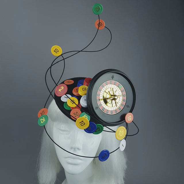 "Lucky Streak" Roulette Casino Chips Fascinator Hat