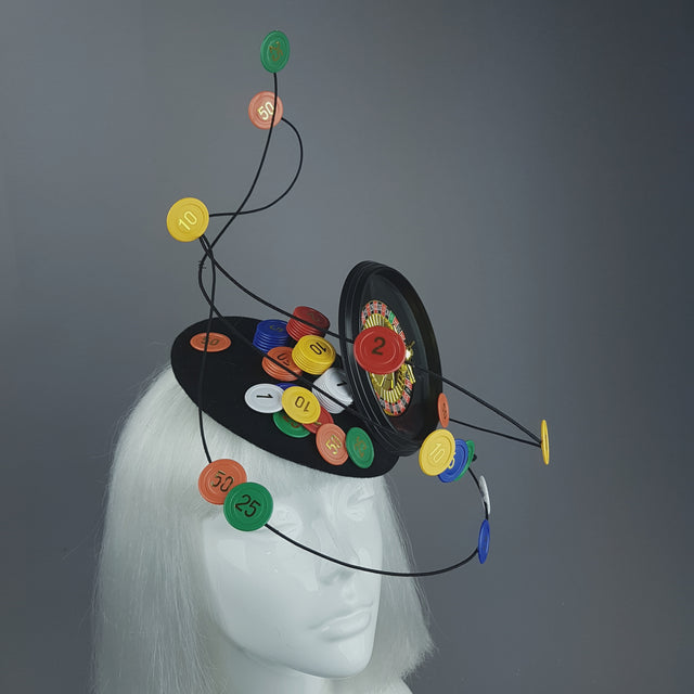 "Lucky Streak" Roulette Casino Chips Fascinator Hat