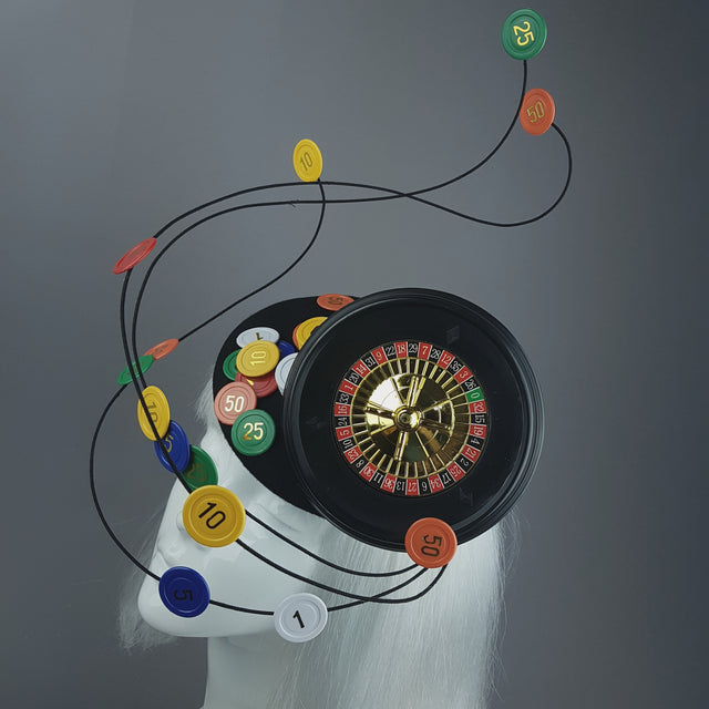 "Lucky Streak" Roulette Casino Chips Fascinator Hat