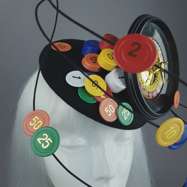 "Lucky Streak" Roulette Casino Chips Fascinator Hat