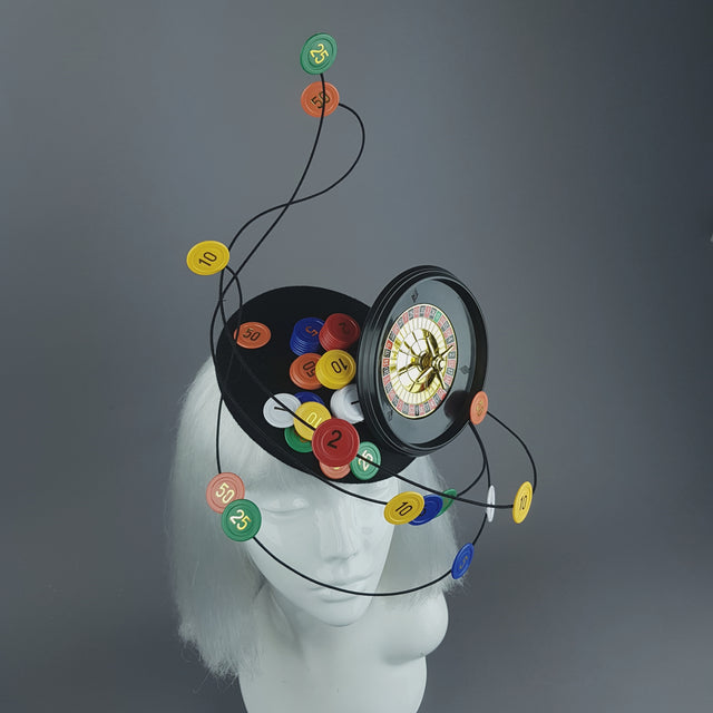 "Lucky Streak" Roulette Casino Chips Fascinator Hat