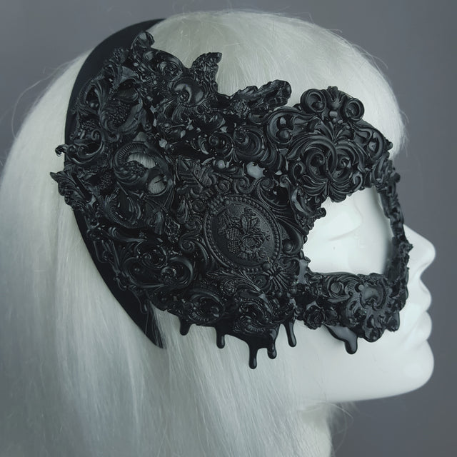 "Abaddon" Black Filigree Baroque Gothic Mask