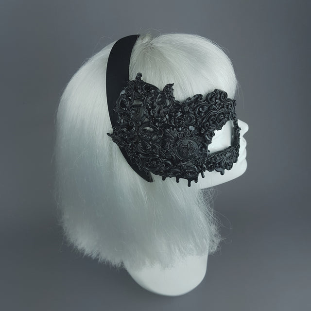 "Abaddon" Black Filigree Baroque Gothic Mask