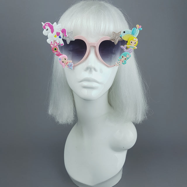 Customised Pink Heart Sunglasses