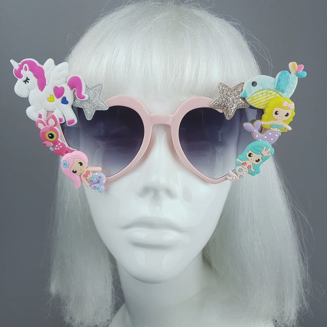 Customised Pink Heart Sunglasses