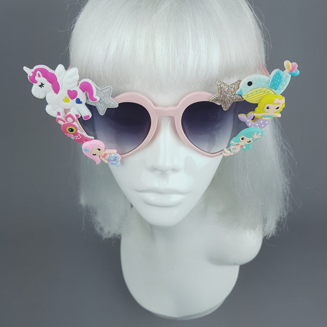 Customised Pink Heart Sunglasses