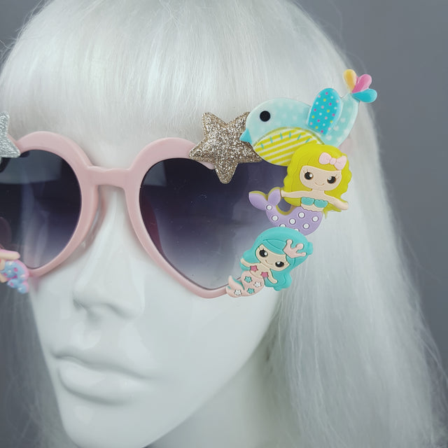 Customised Pink Heart Sunglasses